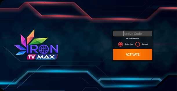 Écran de l’application IRON TV MAX V6.2